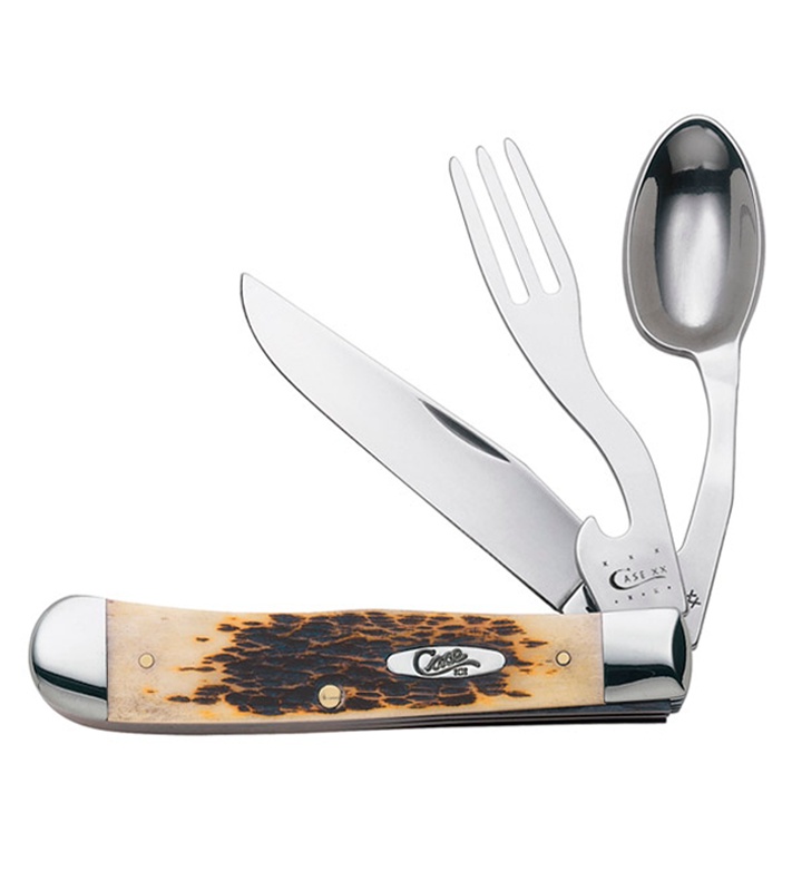 Case Amber Bone Hobo Knife 4.125" Amber Bone Gift Set + Zippo (6354HB SS) 6000 Blade HQ