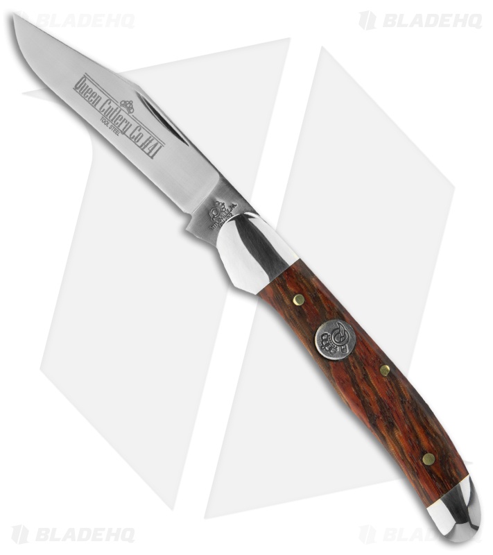 Queen Cutlery 41 CZ Copperhead Curly Zebra Wood Pocket Knife Blade HQ
