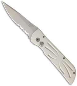 DKD Destiny Silver Automatic Knife (3.7" Bead Blast Serr)