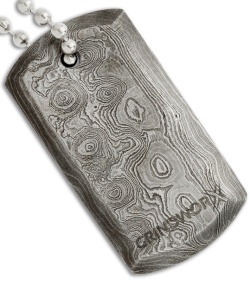 Grindworx Damascus Dog Tag w/ Chain