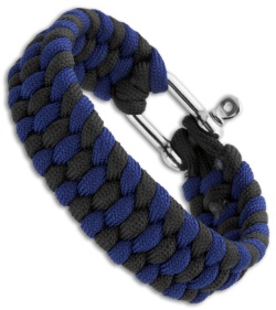 Grindworx Paracord Survival Bracelet w/ Metal Shackle Buckle (Black/Blue)