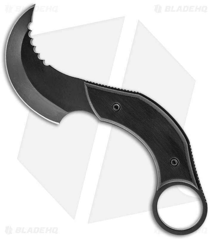 Krudo Knives SNAG Self Defense Fixed Blade Knife G10 (3" Black 1095