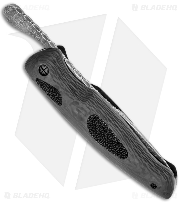 Olamic Cutlery Friction Folder Knife Carbon Fiber & Rayskin (3.5" Damascus) Blade HQ