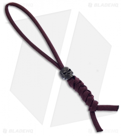 Schmuckatelli Classic Skull Bead w/ Maroon Paracord Lanyard (Black Pewter)