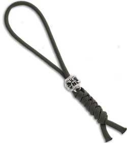 Schmuckatelli Fang Skull Bead w/ OD Green Paracord Lanyard (Pewter)
