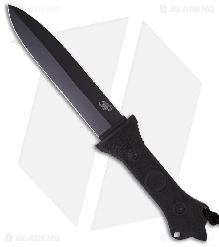 Scorpion Knives Fighting Dagger D/E Fixed Blade Knife (7" Black) Blade HQ