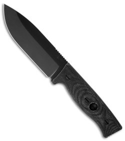 Survive! Knives GSO 5 Knife Black Micarta Fixed Blade w/ Divot (5" Black)