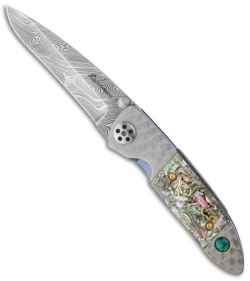 Custom Allen Elishewitz Abalone Framelock Knife (3.5" Damascus)