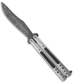 Chuck Gedraitis Knives Balisong #112 Titanium Butterfly Knife (4.25" Damascus)