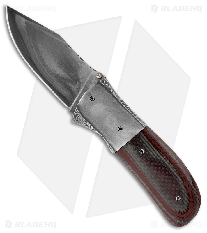 Burr Oak Knives First Responder Knife CF/Red G10 (3.5" San Mai) Blade HQ