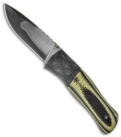 Burr Oak Knives Sidewinder II Folder G-10/Carbon Fiber (3.5" San Mai Damascus)