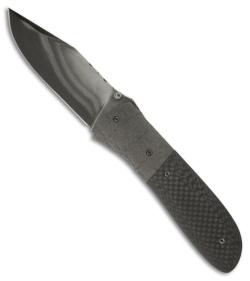 Burr Oak Knives Scout Folder Damascus & Carbon Fiber (3.5" San Mai Damascus)