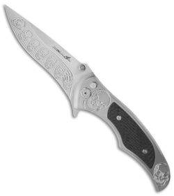 Brian Tighe Custom Tighe Coon Knife Skull Folder Carbon Fiber (3.75" Satin)