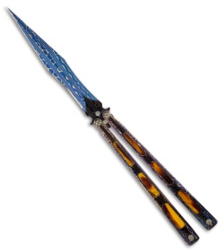 Kyle Vallotton Traditional Proto Damascus Butterfly Knife (4.875" Plain)