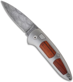 Boker Top Lock Leopard Damascus Automatic Knife w/ Cocobolo (3.25" Plain) 110701