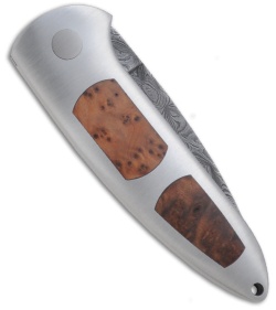 Boker Top Lock Leopard Damascus Automatic Knife w/ Thuya (3.25" Plain) 110703DAM