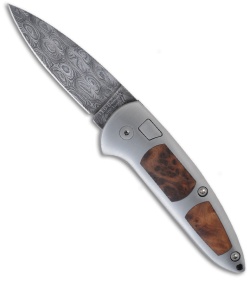 Boker Top Lock Leopard Damascus Automatic Knife w/ Thuya (3.25" Plain) 110703DAM