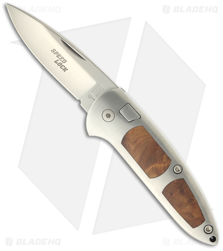 Boker Speed Lock Vintage Automatic Knife Thuya Nail Nick (3.25" Satin) 110703 Blade HQ