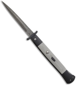 DKD American Phantom Swinguard Automatic Knife Black w/ Grey G-10 (5" Damascus)