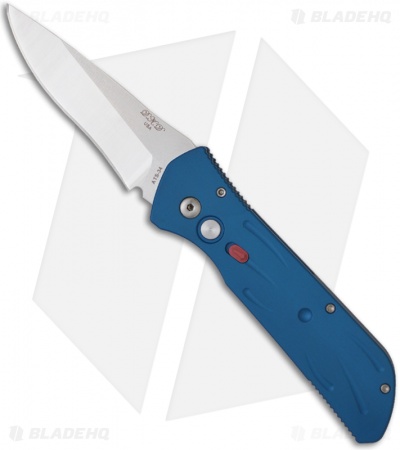 DKD Blue Python Automatic Knife (3.25" Satin Plain)