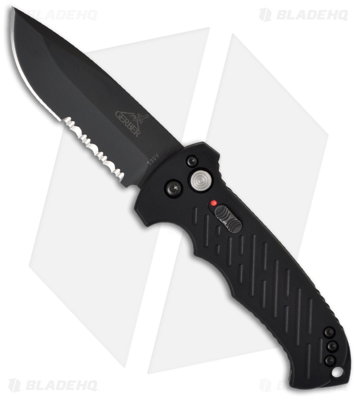 Gerber Auto 06 Automatic Knife S30V Drop Point (3.7" Black Serr) 0377