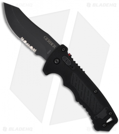 Gerber D.M.F. G-10 Automatic Knife Modified Clip Point (3.5" Black Serr) 0378