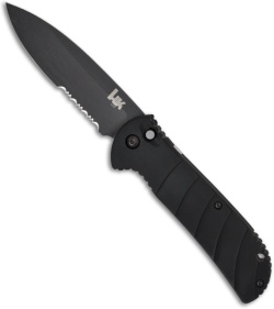 H&K 14700 Automatic Drop Point Knife (3.75" Black Serr) 14700SBX