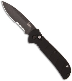 H&K Mini Automatic Drop Point Tactical Knife (Black SER) 14750SBX