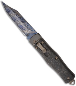 Microtech Marfione Custom OSS Cobra Bowie Knife Auto Lever Lock (Blued Damascus)