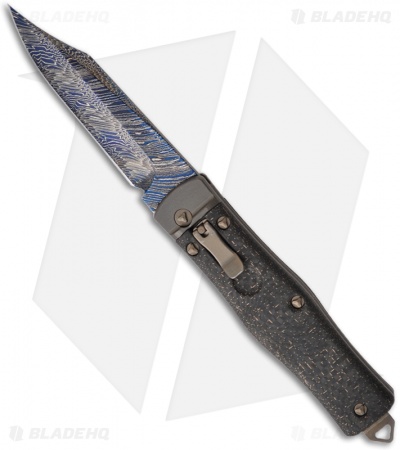 Microtech Marfione Custom OSS Cobra Bowie Knife Auto Lever Lock (Blued Damascus)