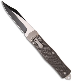Microtech OSS Cobra Bowie Knife Automatic Carbon Fiber (3.75" Black Plain) 137-1