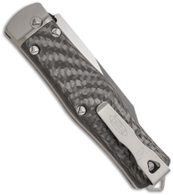 Microtech OSS Cobra Bowie Knife Automatic Carbon Fiber (3.75" Black Plain) 137-1