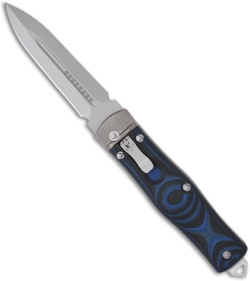 Microtech OSS Cobra Knife Auto Lever Lock w/ Blue G10 (3.75" Bead Blast) 136-7BL