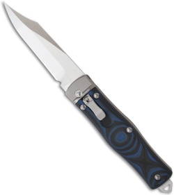 Microtech OSS Cobra Bowie Knife Auto Lever Lock Blue G10 (3.75" Satin) 137-4BL