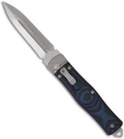 Microtech OSS Cobra Knife Auto Lever Lock w/ Blue G10 (3.75" Satin) 136-4BL