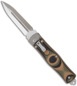 Microtech OSS Cobra Knife Auto Lever Lock w/ Camo G10 (3.75" Satin) 136-4CM