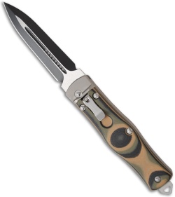 Microtech OSS Cobra Knife Auto Lever Lock w/ Camo G10 (3.75" Black) 136-1CM