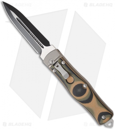Microtech OSS Cobra Knife Auto Lever Lock w/ Camo G10 (3.75" Black) 136-1CM