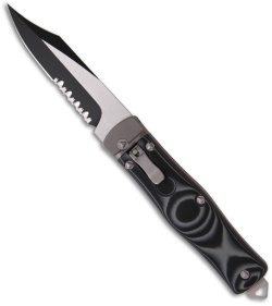 Microtech OSS Cobra Bowie Knife Auto Lever Lock Gray (3.75" Black Serr) 137-2GRY