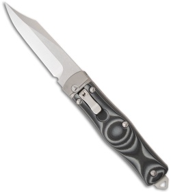 Microtech OSS Cobra Bowie Knife Auto Lever Lock Gray (3.75" Stonewash) 137-10GRY