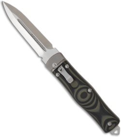 Microtech OSS Cobra Knife Auto Lever Lock w/ Green G10 (3.75" Satin) 136-4GR