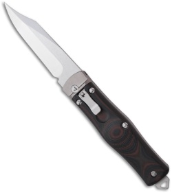 Microtech OSS Cobra Bowie Knife Auto Lever Lock Red G10 (3.75" Satin) 137-4RD