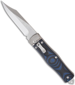 Microtech OSS Cobra Bowie Knife Auto Lever Lock Blue (3.75" Stonewash) 137-10BL
