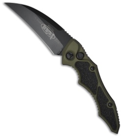 Microtech Kestrel Green Tactical Automatic Knife (3.95" Black Plain) 131-1GR