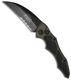 Microtech Kestrel Green Tactical Automatic Knife (3.95" Black Serr) 131-2GR