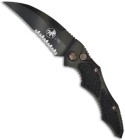 Microtech Green Camo Kestrel Automatic Knife (3.95" Serr) 131-2GC