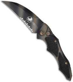 Microtech Tan Camo Kestrel Automatic Knife (3.95" Serr) 131-2TC