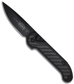 Microtech LUDT Automatic Knife w/ Carbon Fiber Insert (3.4" Black Plain) 135-1T
