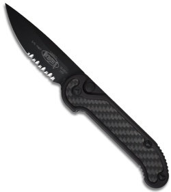 Microtech LUDT Automatic Knife w/ Carbon Fiber Insert (3.4" Black Serr) 135-2T