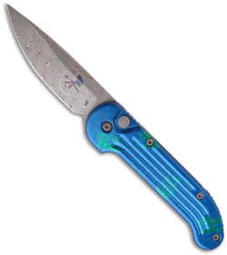 Microtech Blue w/ Green Splash LUDT Automatic Knife (Damascus) 06/2001